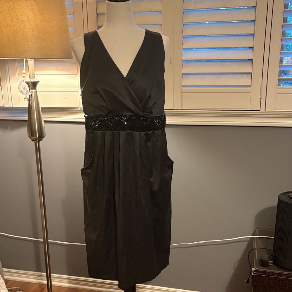 Michael Antonio Dark Grey Midi Dress with Sequin Detail